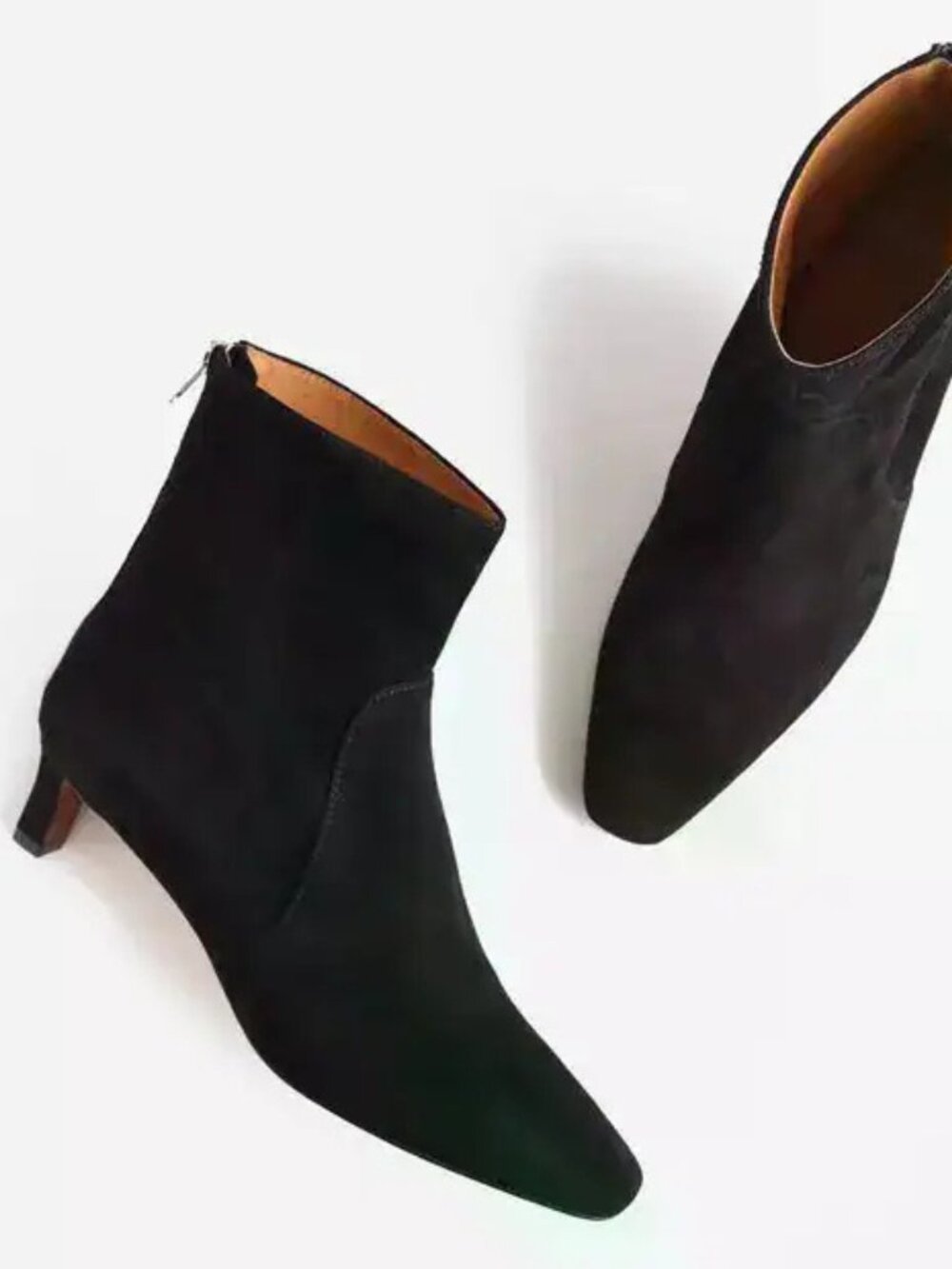 Madewell The Dimes Black Suede Leather Ankle Boots Kitten Heel Size 8